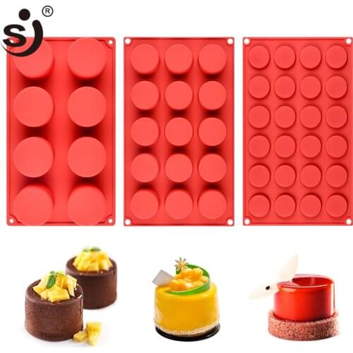 SJ 3pcs/Set Flat Round Mousse Molds For Cookies Silicone Bakeware Set Baking Tools For Cakes Chocolate Candy Mold
