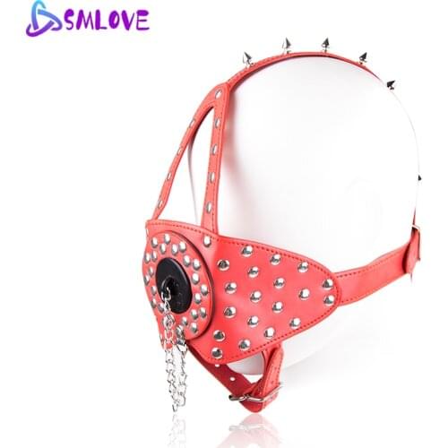SMLOVE Head Type Harness Open Mouth Gag Bdsm Bondage Restraint Accessories Rivet Slave Muzzle For Couples Adult Games Sex Toys