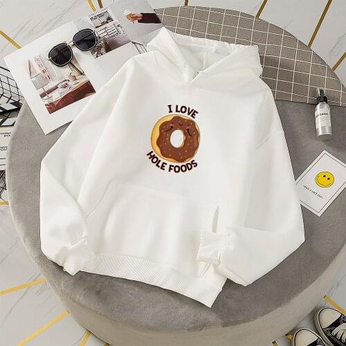 Donuts Hoodie Harajuku Streetwear Cute Hoodies Kawaii Letter Pullover Feminino Funny Jogging Femme Winter Sweathirts with Pocket