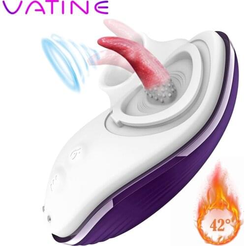 VATINE 7 Mode Heating Licking Vibrators Nipper Sucker Oral Sucking Stimulator Female Masturbator Tongue Vibrator Dropshipping
