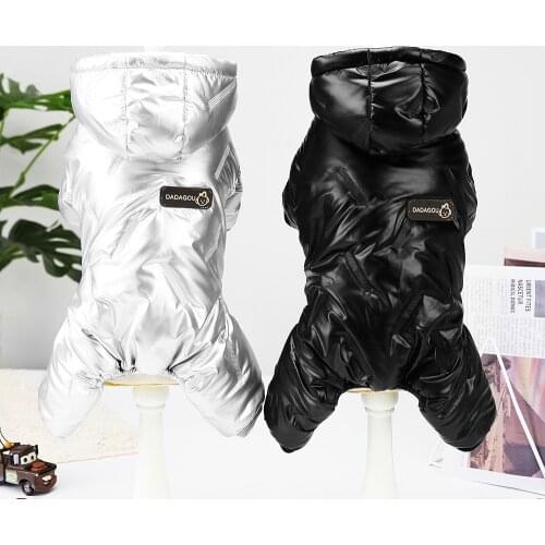 Waterproof Winter Thick Dog Clothes Coat Pitbull Puppy Clothes Overall Warm Black Pet Jacket Clothing for Small Medium Dogs Pug