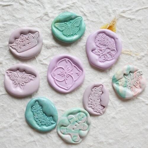 Queens Crown Sealing Wax Stamp Cute Animal Lacquered Seal Head Butterfly Wax Seal Wedding Greeting Card Decoration Gift