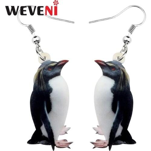 WEVENI Acrylic New Zealand Fiordland Penguin Bird Earrings Dangle Drop Unique Jewelry For Women Lady Girls Charm Gift Wholesale