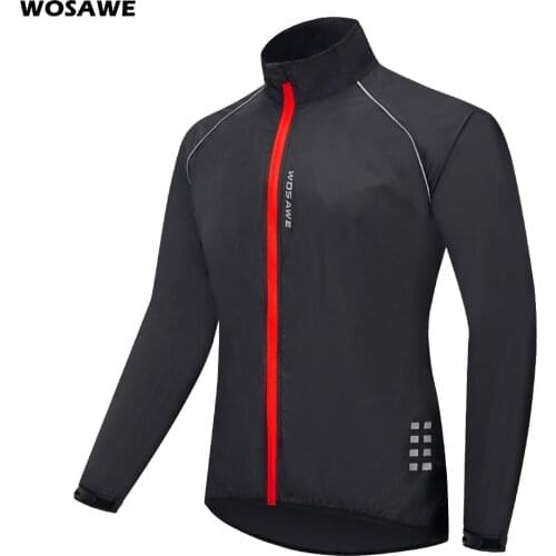 WOSAWE Autumn Mens Cycling Windbreaker Long Jersey Lightweight Windproof Jacket Water Repellent Bicycle MTB Road Bike Clothing