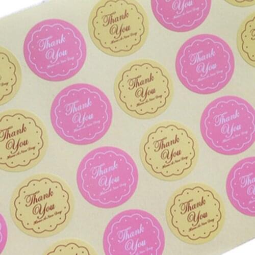 Yellow/Pink THANK YOU Design Sticker Labels food Seals, Gift stickers for Wedding seals Fast shipping 48pcs