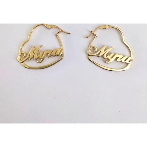 Custom Heart Name Earrings Personalized for Women Stainless Steel Gold Plated Heart Design Hoop Earrings Fashion Jewelry Gifts