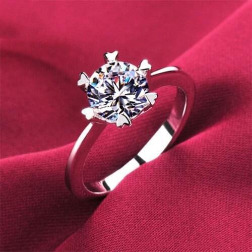 925 Sterling Silver Engagement Ring for Womens Luxury Wedding Classic Jewelry Anniversary Heart-shaped Cute Romantic Popular