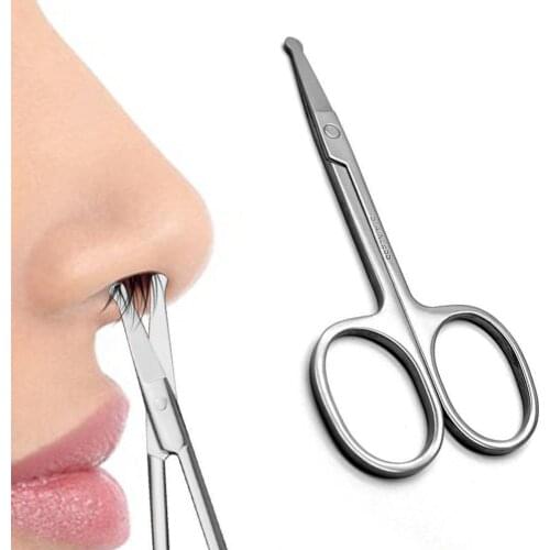 1pc Stainless Steel Makeup Scissors Small Nose Hair Scissor Rounded Eyebrow Eyelashes Epilator Face Hair Removal Tools