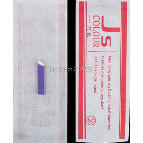100PCS 0.2mm Purple 18pin Permanent Makeup Eyebrow Flex Tattoo Needles Blade For 3D Microblading Lamina Blade Agulhas Tebori