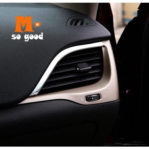 2014 2015 2016 2017 2018 For Jeep Cherokee KL Car ABS Chrome Air Condition Outlet Vent Frame Strip Cover Trim Accessories 2pcs