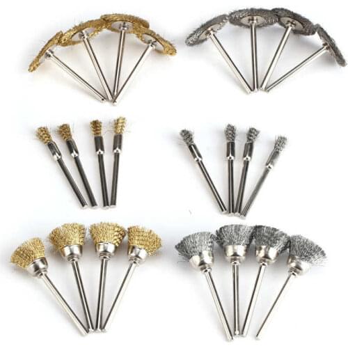 24pcs Stainless Steel/Brass Wire Wheel Polishing Brushes for Grinder Drill Tool Dust Brush Hair Cleaning Brushes