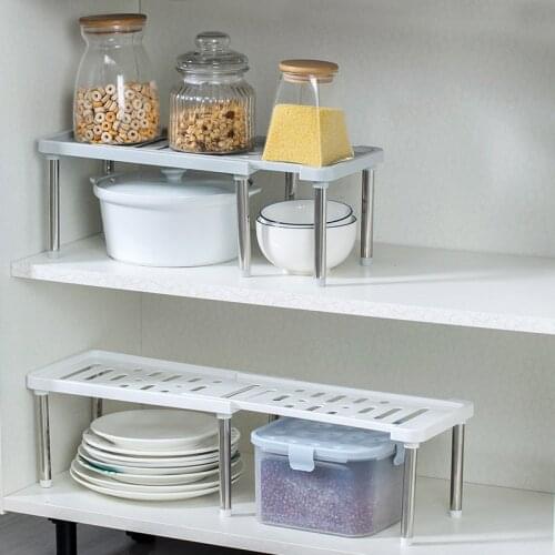 35-47CM Retractable Kitchen Cupboard Racks Home Seasoning Storage Rack Stainless Steel Countertop Finishing Rack