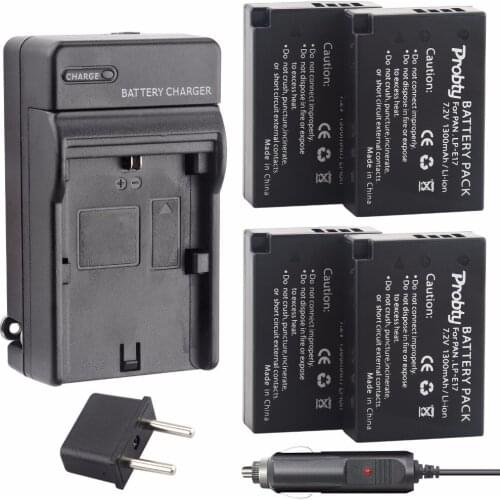 4Pcs Probty LP-E17 LPE17 LP E17 Battery + Charger Kit for Canon EOS 750D 760D 8000D M3 M5 Rebel T6i T6s KISS X8i Digital Camera