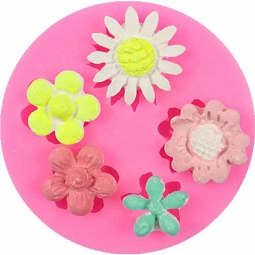 5 Flower Shaped Silicone Fondant Cake Decorating Mold Chocolate Molds Baking Tools Kitchen Accessories