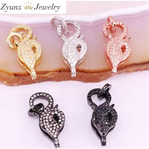 5PCS, CZ Lobster Clasp, CZ Clear / Black Micro Pave Lobster Claw Clasp, Cubic Zirconia Clasp/Enhancer, DIY, Jewelry Making