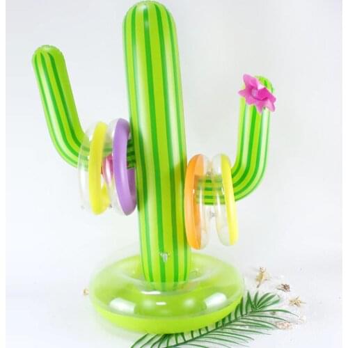 5PCS Inflatable Cactus Ring Toss Game Set Colorful Floating Swimming Ring Summer Outdoor Childrens Intelligence Interactive Toy