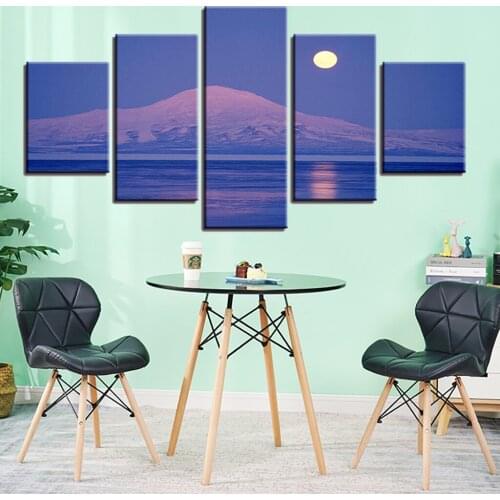 Canvas Print Pictures Wall Art Framework 5 Pieces Snow Mountains And Rivers Painting Moon Night Poster Modular Living Room Decor