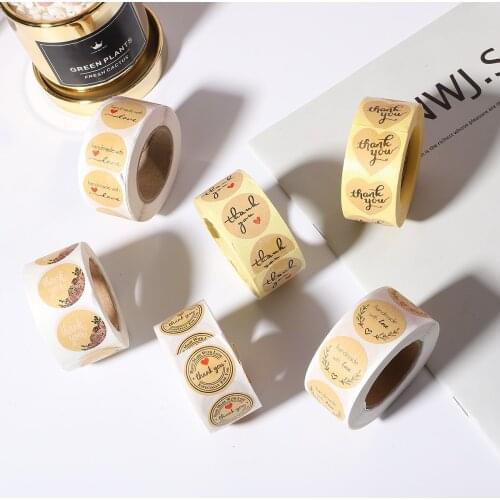 500Pcs/Roll Gift Sealing Stickers Thank you Love Design Diary Scrapbook Stickers Festival Birthday Party Gift Decorations Labels
