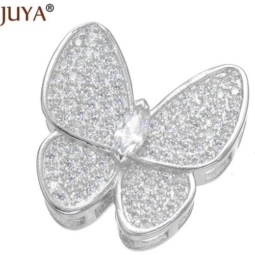Hand Made Jewelry Accessories Copper Zircon Crystal Butterfly Spacer Charm Decoration Connectors For Jewelry Making Fittings