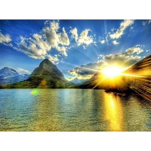 Full Square Drill Diamond Painting Blue Sky & White Clouds Diy Diamond Art Crystal Mosaic Embroidery Sale Scenic Lake Home Decor