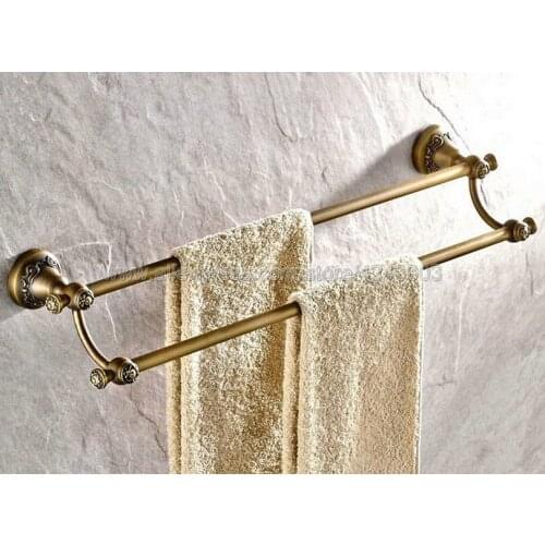 Antique Brass Wall Mounted Bathroom Double Towel Rail Holder Rack Bathroom Accessories Towel bar, Towel holder Kba028