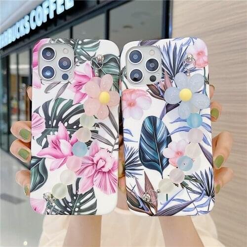 Retro Flower Leaves Phone Case For iPhone 12 11 Pro Max 12 Mini XS Max X XR 7 8 Plus Shockproof Protective Case Back Cover