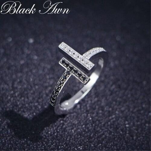 Hot BLACK AWN 925 Sterling Silver Open Rings for Women Elegant Wedding Ring Sterling Silver Jewelry G101