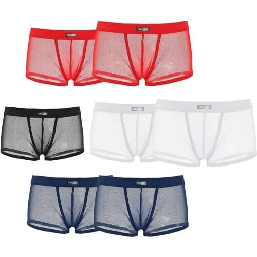 Sexy Mens Boys Mesh Underwear Boxer Briefs Shorts ultra-thin perspective pants underwear