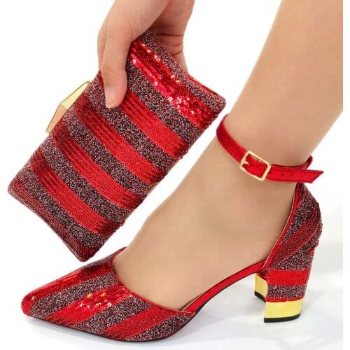 Doershow fashion Italian Shoes And Bag Sets For Evening Party With Stones Italian Leather Handbags Match Bags! HOU1-2