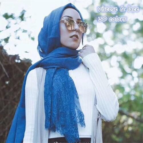Hot sale fashion solid plain luxury viscose flower lace elegant women scarf/scarves shawls muslim hijab wraps bandana 10pcs/lot