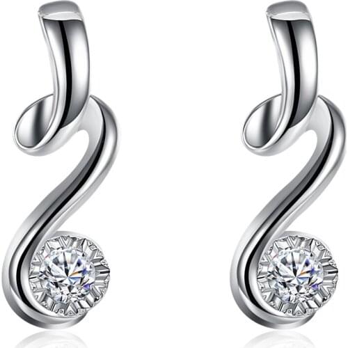 HXH QRX 925 Sterling Silver Geometric Round Zircon Earrings for Women Wedding Engagement party Fashion Charm Jewelry
