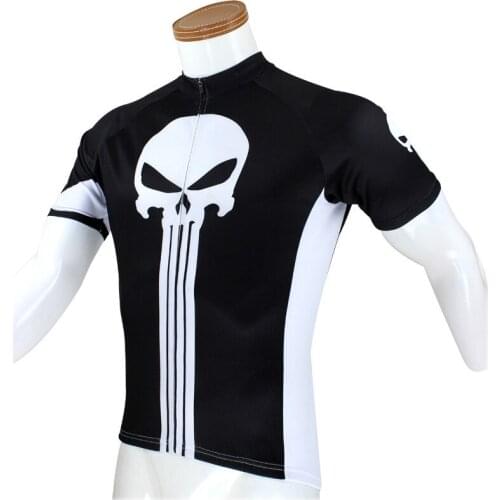 Personality Ghost Teeth Punisher Short Sleeved Cycling Jersey Polyester Breathable Mens Spring and Summer Bike Jersey