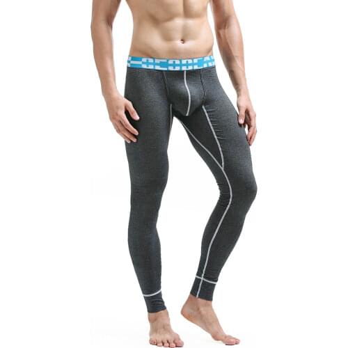 New Winter Warm Men Fashion sexy Long Johns Cotton Thermal Underwear Solid color Tight Single Long Leggings Pants High Quality