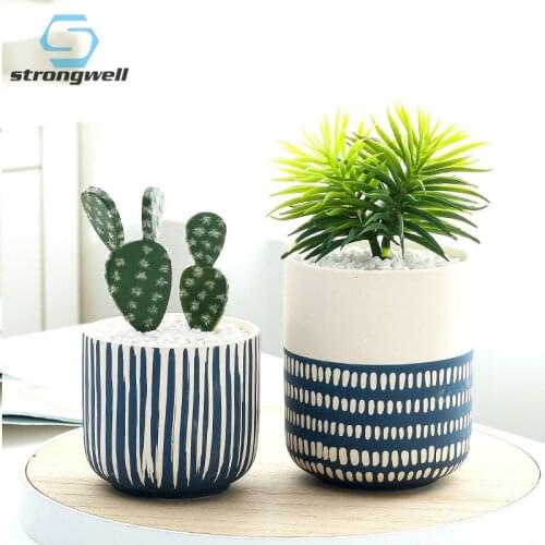 Strongwell Home Office Decoration Ornament Ceramic Flower Pot Minimalist Planter Flower Vases Container Bonsai Desktop Decors