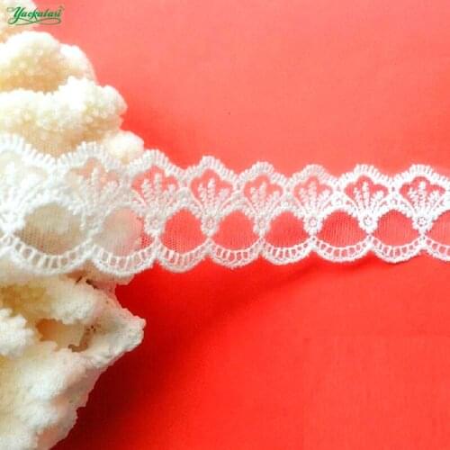 YACKALASI 30 Yds Cotton Lace Double Edge Mesh Embroidery Lace White and Black Decoration Vintage 3.5cm