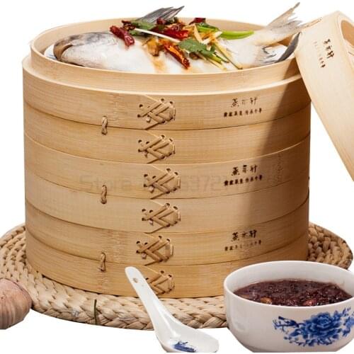 Kitchen Tool Bamboo Food Steamer Layer Double Boiler 27cm 3 tiers with 1 cover Food Steamer