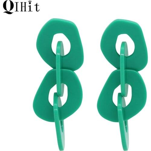 Fashion Popular 4 Color Resin Geometric Shape Ring Buckle Earring For Woman Retro Accessories Party Gift