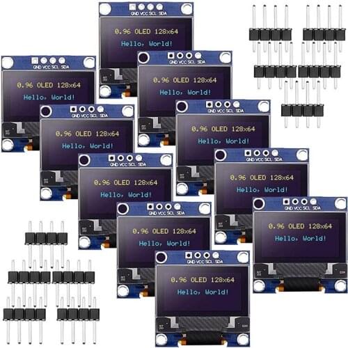 10Pieces 0.96 Inch OLED Module SSD1306 Driver IIC I2C Serial Self-Luminous Display Board for Arduino Raspberry PI