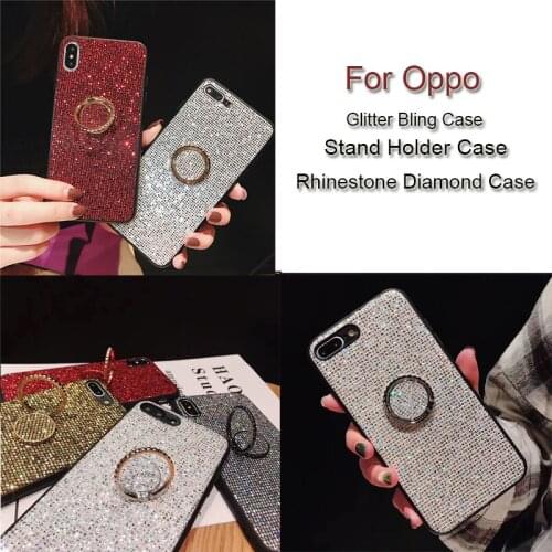 Silicone Soft Diamond Glitter Bling Case For Oppo Reno 4SE 4 3 Pro A52 A92S A8 A91 K3 K5 A11X/A11 F11/A9/A9X Stand Holder Case