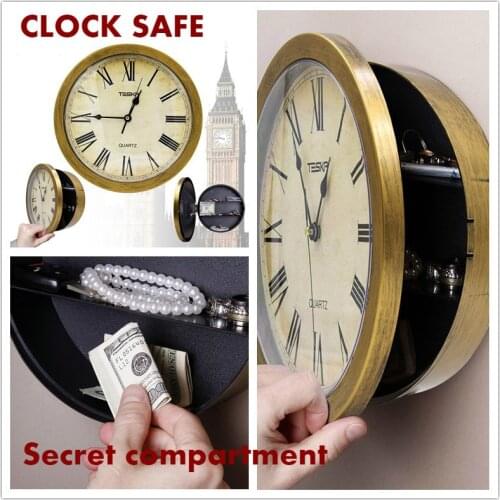 Wall Clock Safe Box Secret Stash Security Secret Key Hidden Safe Lock Money Compartment Cash Hide Case Storage Locker For Home