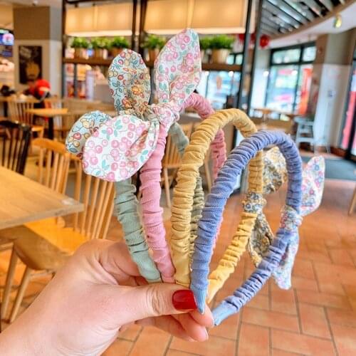 Oaoleer Children Cute Colors Printed Rabbit Ears Bowknot Hair Hoop Hairbands Baby Girls Rabbit Ears Bowknot Headband Hair Hoops