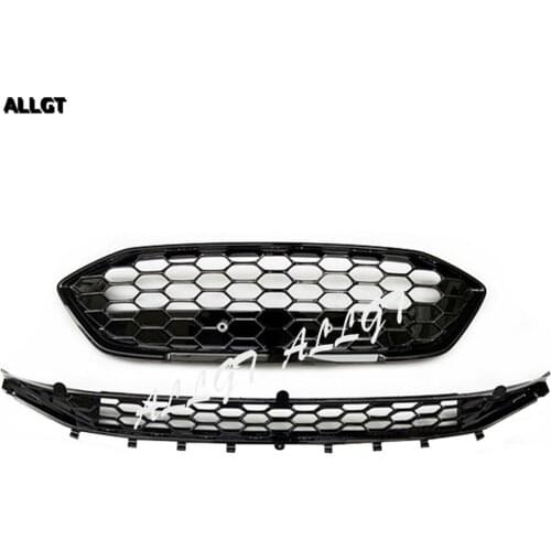 Front & Lower Grille Bumper Grill Honeycomb For Ford Focus 2019