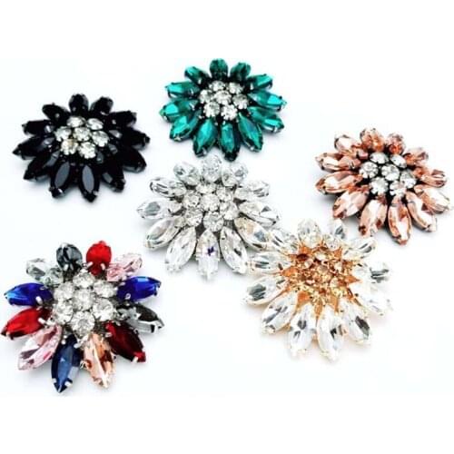1Pcs/lot 45mm Mink Leather Glass Rhinestone Buttons High-end Fur Coat Jacket Crystal Buttons Diamond Buttons C189