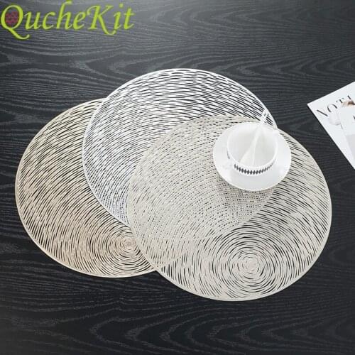 PVC Dining Table Mat Round Hollow Cup Coasters Table Placemats Slip Heat Insulation Pad Drain Dish Holder Kitchen Accessories