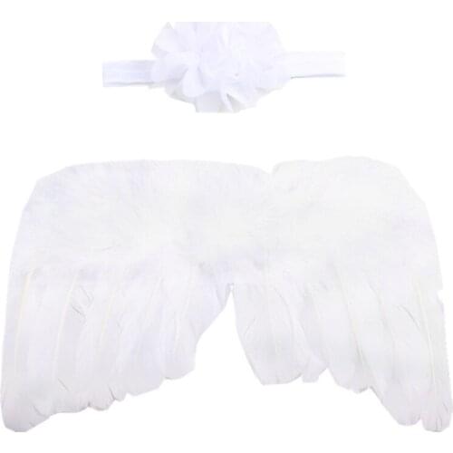 Fashion Newborn Baby Kids Flower Headband & Angel Feather Wings Photo Props Photography props Costume Accessoire