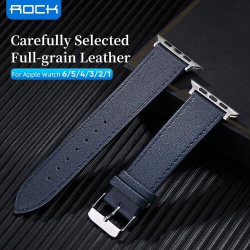 ROCK Leather Strap Belt For Apple Watch Band 44mm 42mm Series 6 5 4 3 2 1 iWatch Flexible Waterproof Leather Watchband