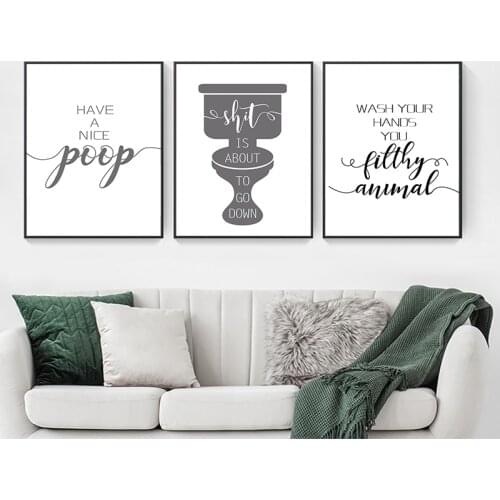 Self-adhesive Wall Stickers Prints Funny Painting on The Wall Have A Nice Poop Quotes Pictures Home Decor Toilet Sign Bathroom