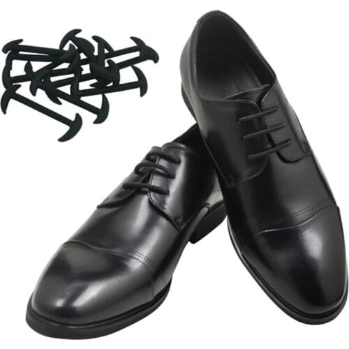 12pcs/set 3 Sizes Men Women Leather Shoes Lazy No Tie Shoelaces Elastic Silicone Shoe Lace Suitable For All Strings Cords