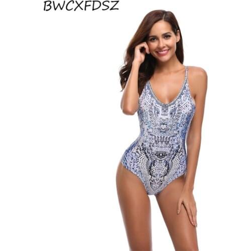 BWCXFDSZ One Piece Swimsuit Women Monokini Swimwear Trikini Print Backless Female Bathing Swimming Suit Beach Swim Wear Bodysuit