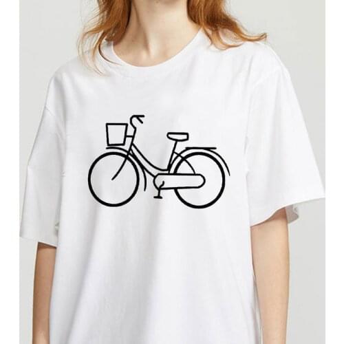Cute Cartoon Bycle Printed t shirt Summer Casual Women T shirts Casual Short Sleeve O Neck T-shirt Fashion Ladies Shirt Tops